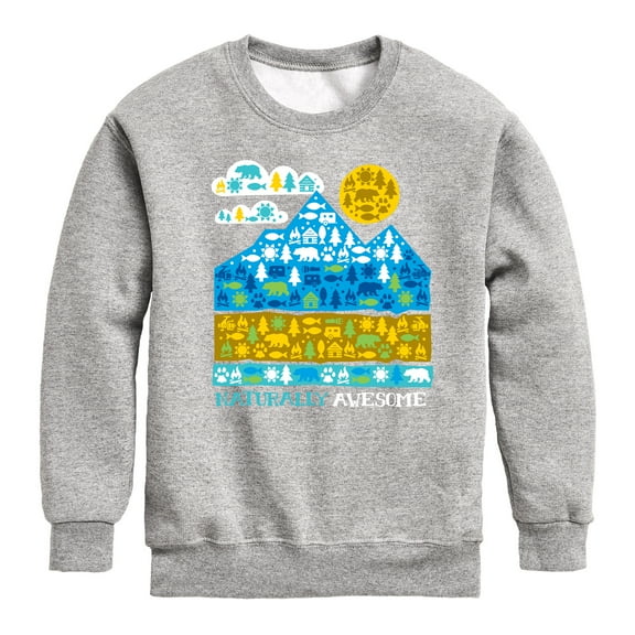 Instant Message - Naturally Awesome in Nature - Toddler & Youth Crewneck Fleece Sweatshirt