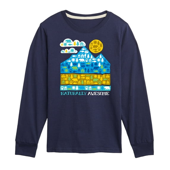 Instant Message - Naturally Awesome in Nature - Toddler & Youth Long Sleeve Graphic T-Shirt