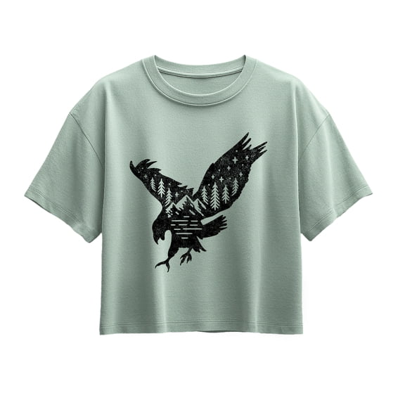 Instant Message - Nature Eagle - Youth Girl Short Sleeve Boxy Tee