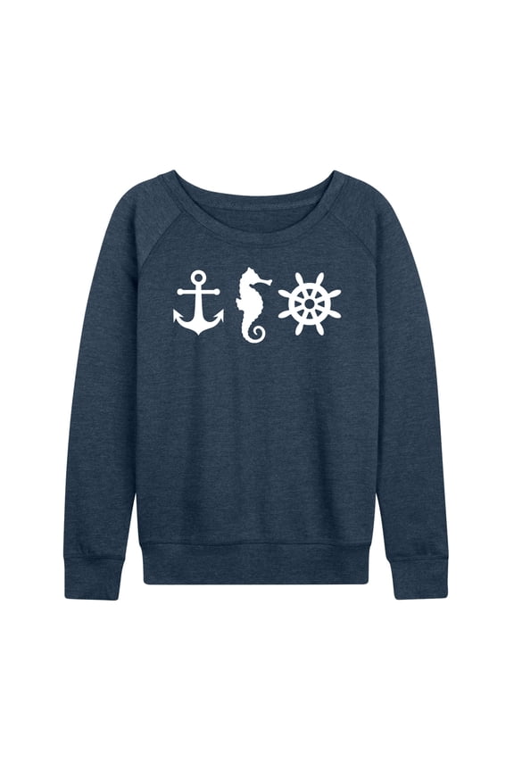 - Nautical Symbols - Women's Lightweight French Terry Long Sleeve Shirt