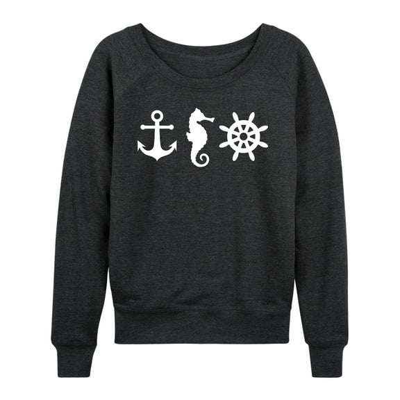 Instant Message - Nautical Symbols - Women's Lightweight French Terry Long Sleeve Shirt