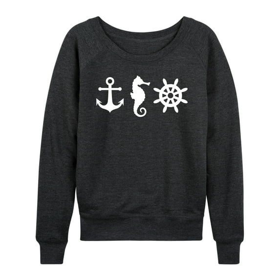 Instant Message - Nautical Symbols - Women's Lightweight French Terry Long Sleeve Shirt