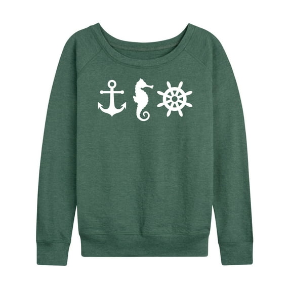 Instant Message - Nautical Symbols - Women's Lightweight French Terry Long Sleeve Shirt