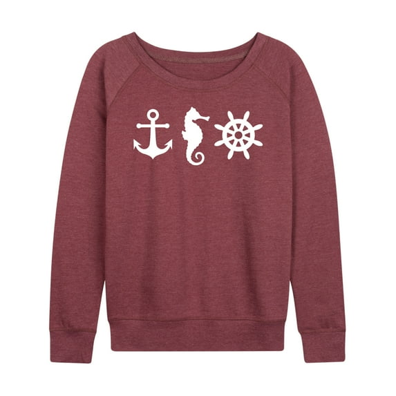 Instant Message - Nautical Symbols - Women's Lightweight French Terry Long Sleeve Shirt