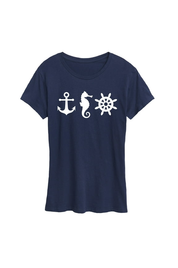 - Nautical Symbols - Women's Short Sleeve Graphic T-Shirt