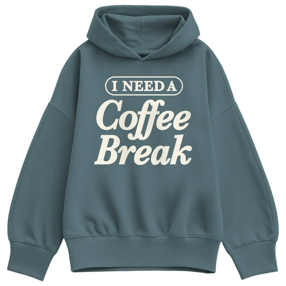 Instant Message - Need Coffee Break Oversized Fleece Hoodie Sweatshirt