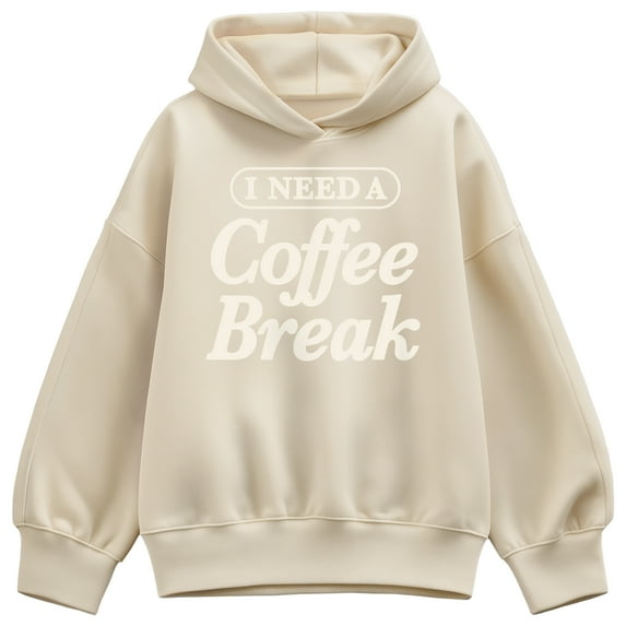 Instant Message - Need Coffee Break Oversized Fleece Hoodie Sweatshirt