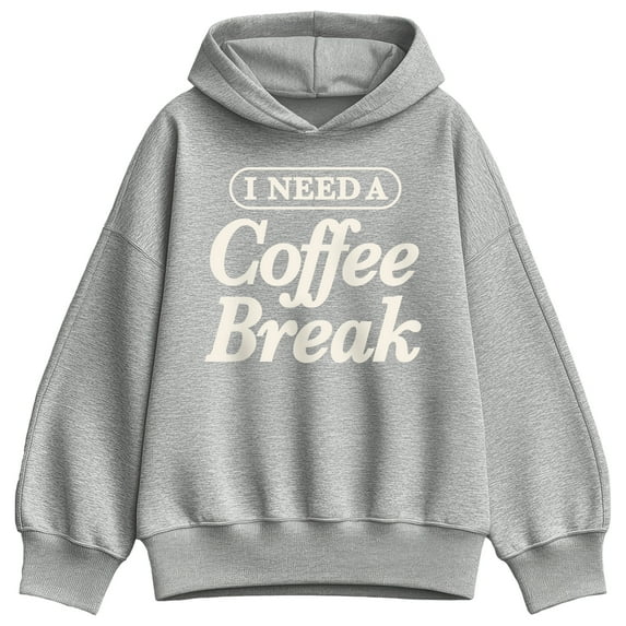 Instant Message - Need Coffee Break Oversized Fleece Hoodie Sweatshirt