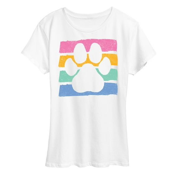 Instant Message - Negative Space Paw Print - Women's Short Sleeve Graphic T-Shirt