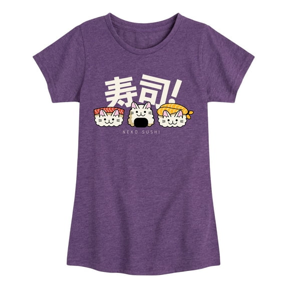 Instant Message - Neko Sushi - Toddler & Youth Girls Short Sleeve Graphic T-Shirt