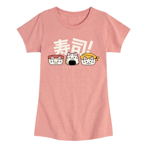 Instant Message - Neko Sushi - Toddler & Youth Girls Short Sleeve Graphic T-Shirt