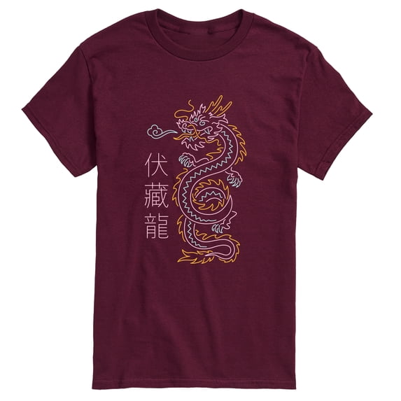 Instant Message - Neon Chinese Dragon Short Sleeve Graphic T-Shirt