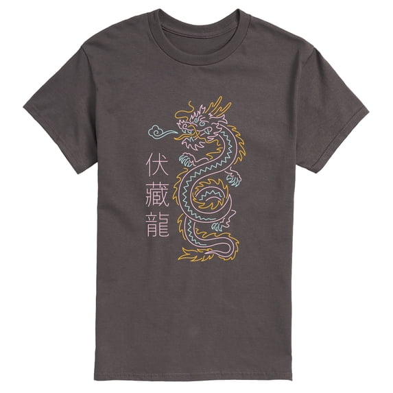 Instant Message - Neon Chinese Dragon Short Sleeve Graphic T-Shirt