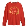 thumbnail image 1 of Instant Message - Neon Pumpkin with Headphones - Toddler & Youth Long Sleeve Graphic T-Shirt, 1 of 6
