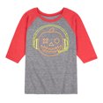 thumbnail image 1 of Instant Message - Neon Pumpkin with Headphones - Toddler & Youth Raglan Graphic T-Shirt, 1 of 7