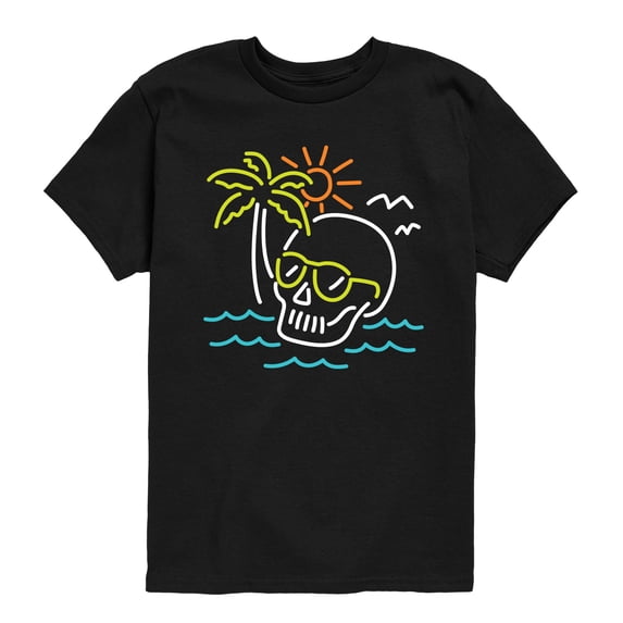 Instant Message - Neon Skull - Youth Boys Short Sleeve Graphic T-Shirt