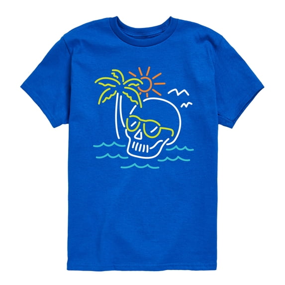Instant Message - Neon Skull - Youth Boys Short Sleeve Graphic T-Shirt