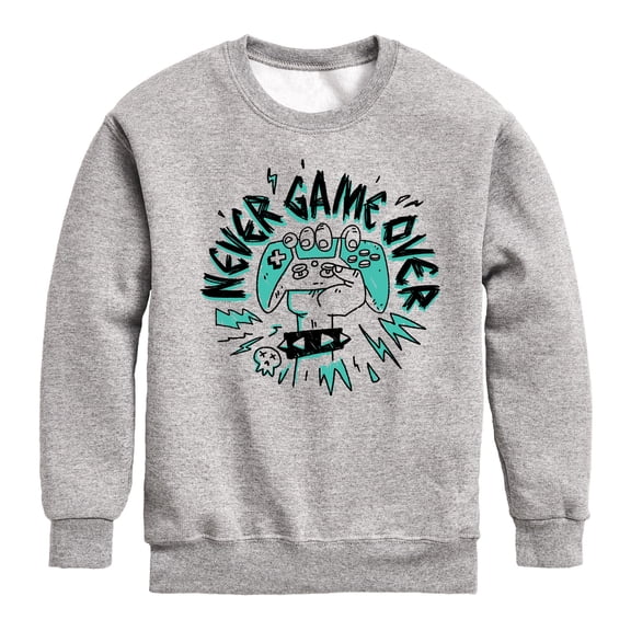 Instant Message - Never Game Over - Toddler & Youth Crewneck Fleece Sweatshirt