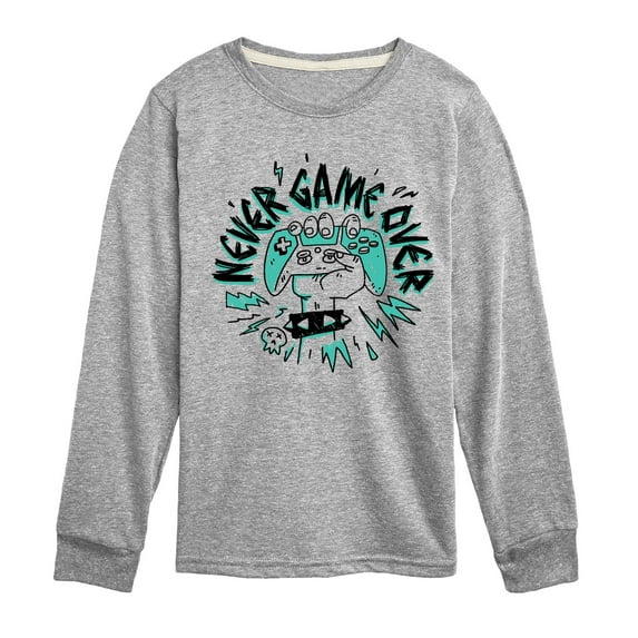 Instant Message - Never Game Over - Toddler & Youth Long Sleeve Graphic T-Shirt
