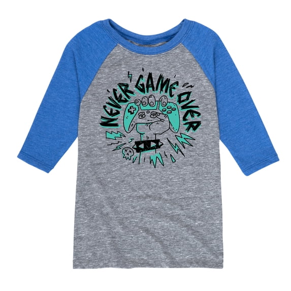 Instant Message - Never Game Over - Toddler & Youth Raglan Graphic T-Shirt