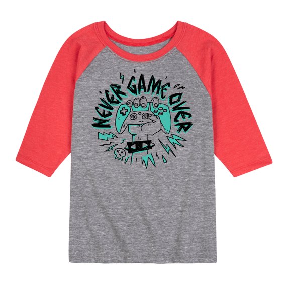 Instant Message - Never Game Over - Toddler & Youth Raglan Graphic T-Shirt