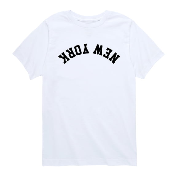 Instant Message - New York Black Upside Down - Youth Boys Short Sleeve Graphic T-Shirt