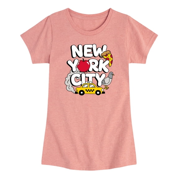 Instant Message - New York City Collage - Toddler Girls Fitted Short Sleeve T-Shirt