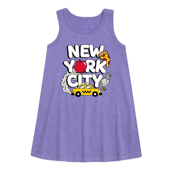 Instant Message - New York City Collage - Toddler & Youth Girls A-line Dress
