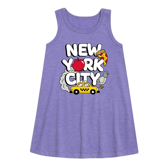 Instant Message - New York City Collage - Toddler & Youth Girls A-line Dress