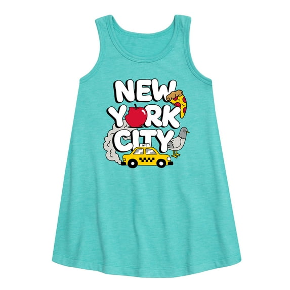 Instant Message - New York City Collage - Toddler & Youth Girls A-line Dress