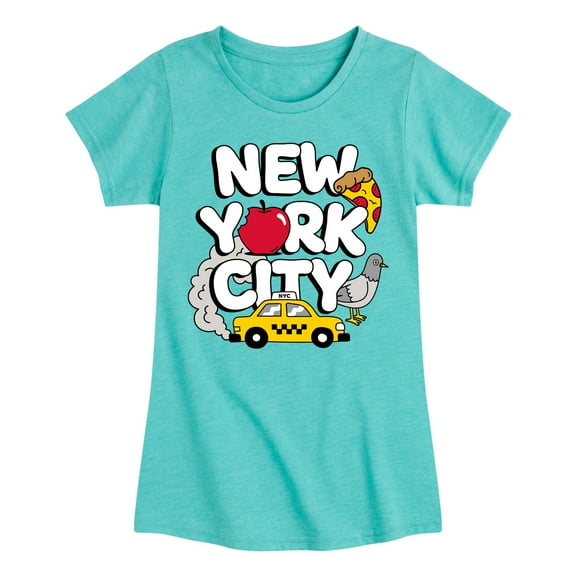 Instant Message - New York City Collage  - Toddler & Youth Girls Short Sleeve Graphic T-Shirt