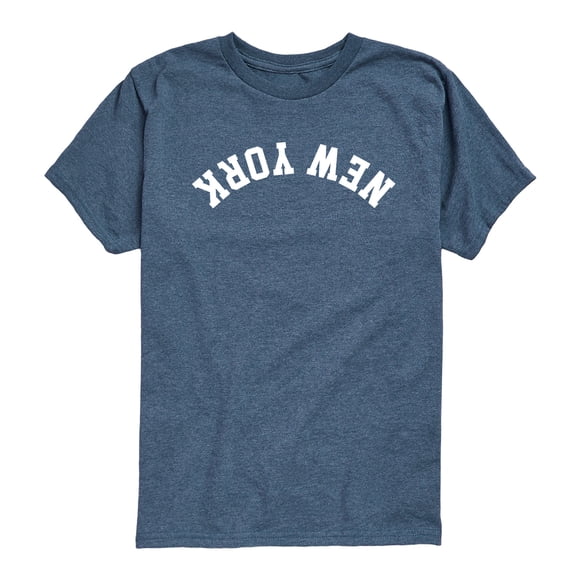 Instant Message - New York White Upside Down - Youth Boys Short Sleeve Graphic T-Shirt