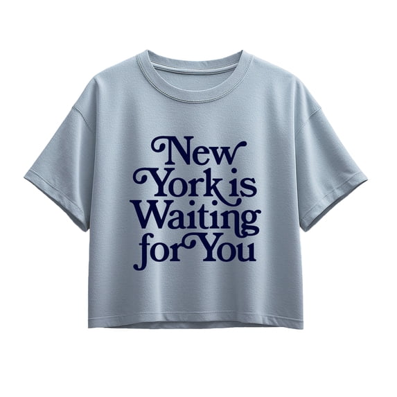 Instant Message - New York is Waiting for You Girls' Short Sleeve Boxy Graphic T-Shirt