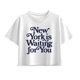 thumbnail image 1 of Instant Message - New York is Waiting for You Girls' Short Sleeve Boxy Graphic T-Shirt, 1 of 6