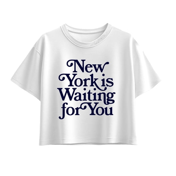 Instant Message - New York is Waiting for You Girls' Short Sleeve Boxy Graphic T-Shirt