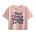 thumbnail image 1 of Instant Message - New York is Waiting for You Girls' Short Sleeve Boxy Graphic T-Shirt, 1 of 6