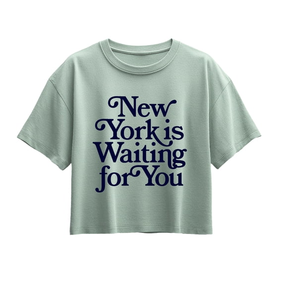 Instant Message - New York is Waiting for You Girls' Short Sleeve Boxy Graphic T-Shirt