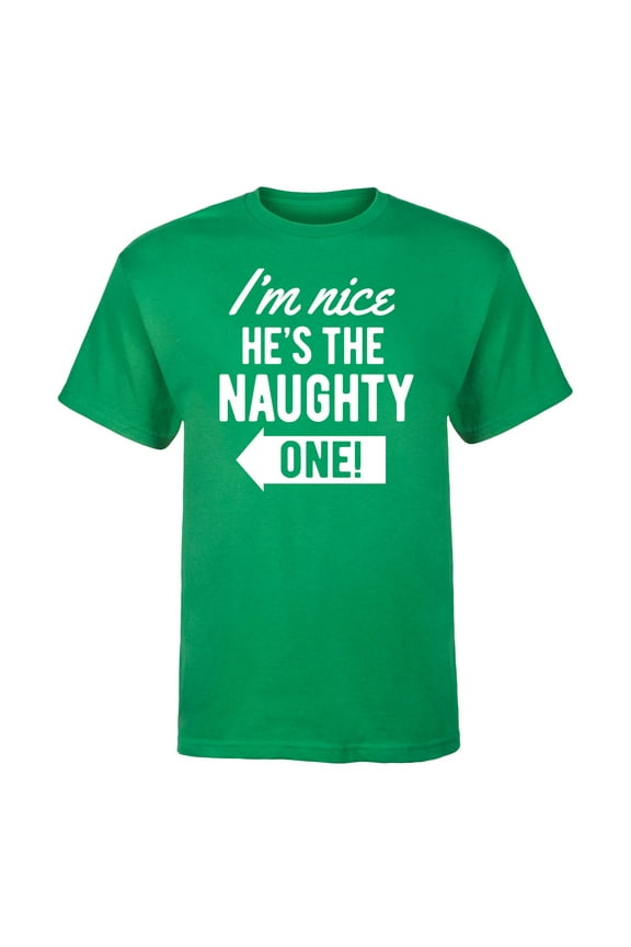 - Nice Hes Naughty One - Men's Short Sleeve Graphic T-Shirt