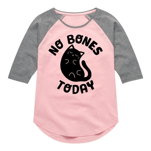 Instant Message - No Bones Today Melty Cat - Toddler And Youth Girls Raglan Graphic T-Shirt