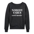 thumbnail image 1 of Instant Message - Nobody Cares - Women's Lightweight French Terry Long Sleeve Shirt, 1 of 6