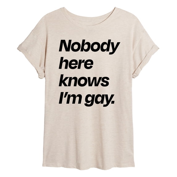 Instant Message - Nobody Knows I'm Gay - Juniors Oversized Graphic T-Shirt