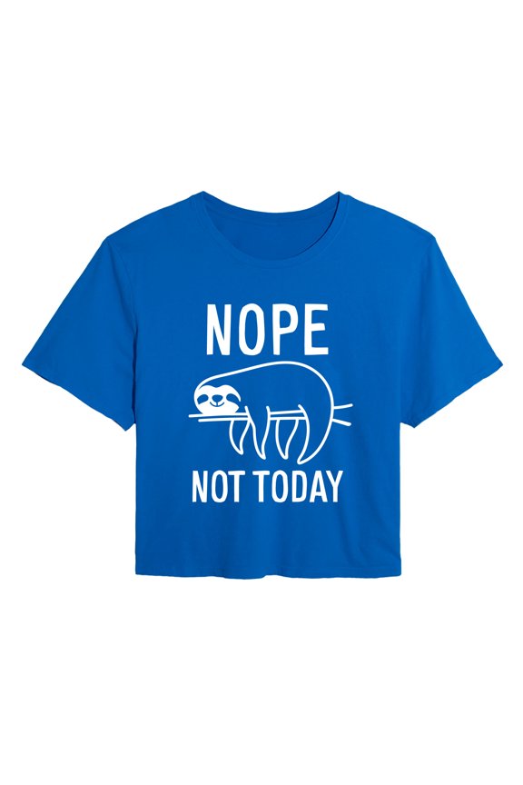 - Nope Not Today Sloth - Juniors Cropped Graphic T-Shirt
