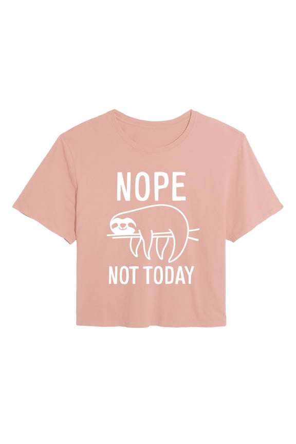 - Nope Not Today Sloth - Juniors Cropped Graphic T-Shirt