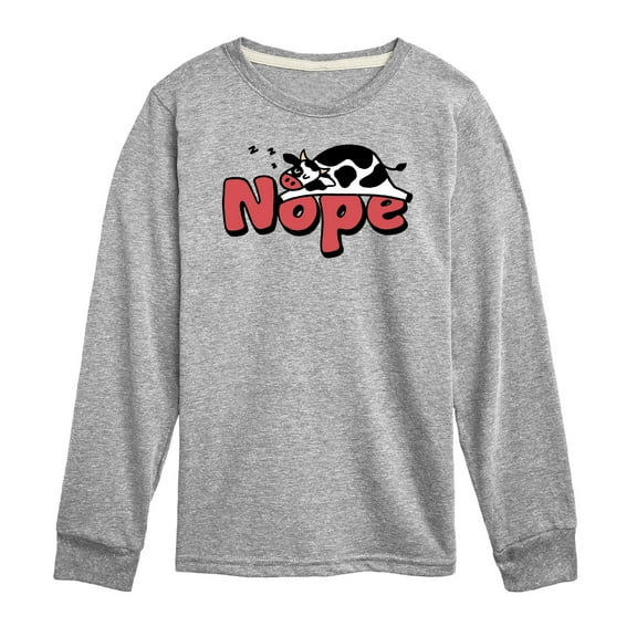 Instant Message - Nope Sleeping Cow - Toddler & Youth Long Sleeve Graphic T-Shirt