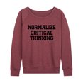 thumbnail image 1 of Instant Message - Normalize Critical Thinking Lightweight French Terry Wide Neck Long Sleeve Graphic Shirt, 1 of 5