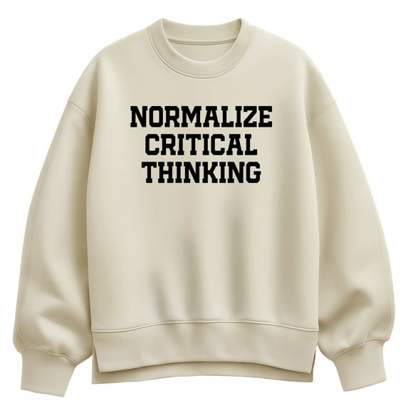 Instant Message - Normalize Critical Thinking - Women's Oversized Fleece Crew Sweatshirt