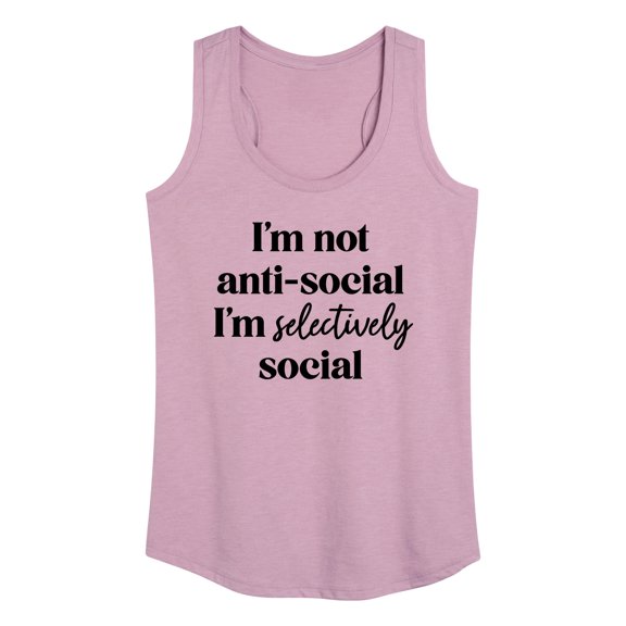 Instant Message - Not Anti Social Selectively Social - Women's Racerback Tank Top