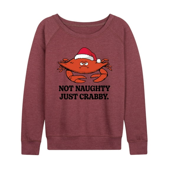 Instant Message - Not Naughty Just Crabby Christmas - Women's Lightweight French Terry Long Sleeve Shirt
