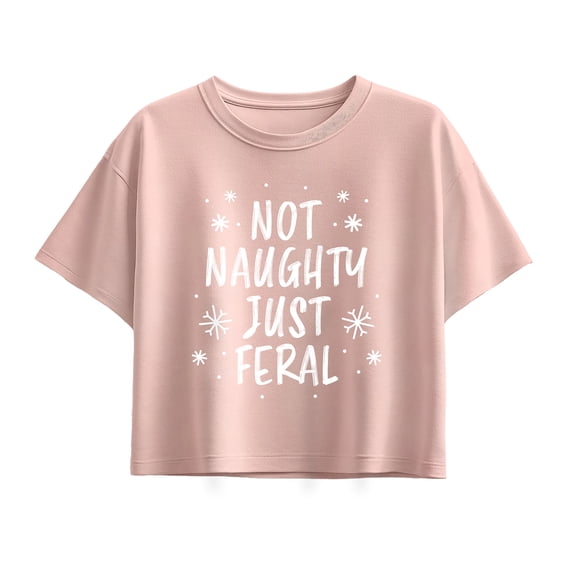Instant Message - Not Naughty Just Feral - Youth Girl Short Sleeve Boxy Tee