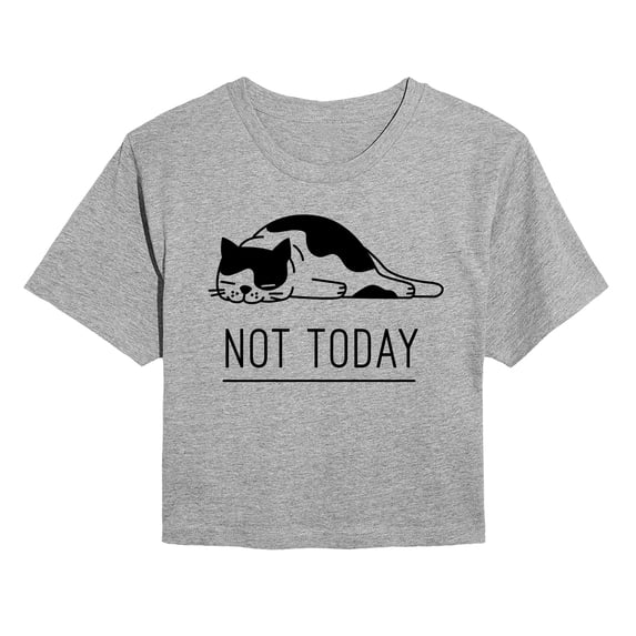 Instant Message - Not Today Cat Cropped Graphic T-Shirt